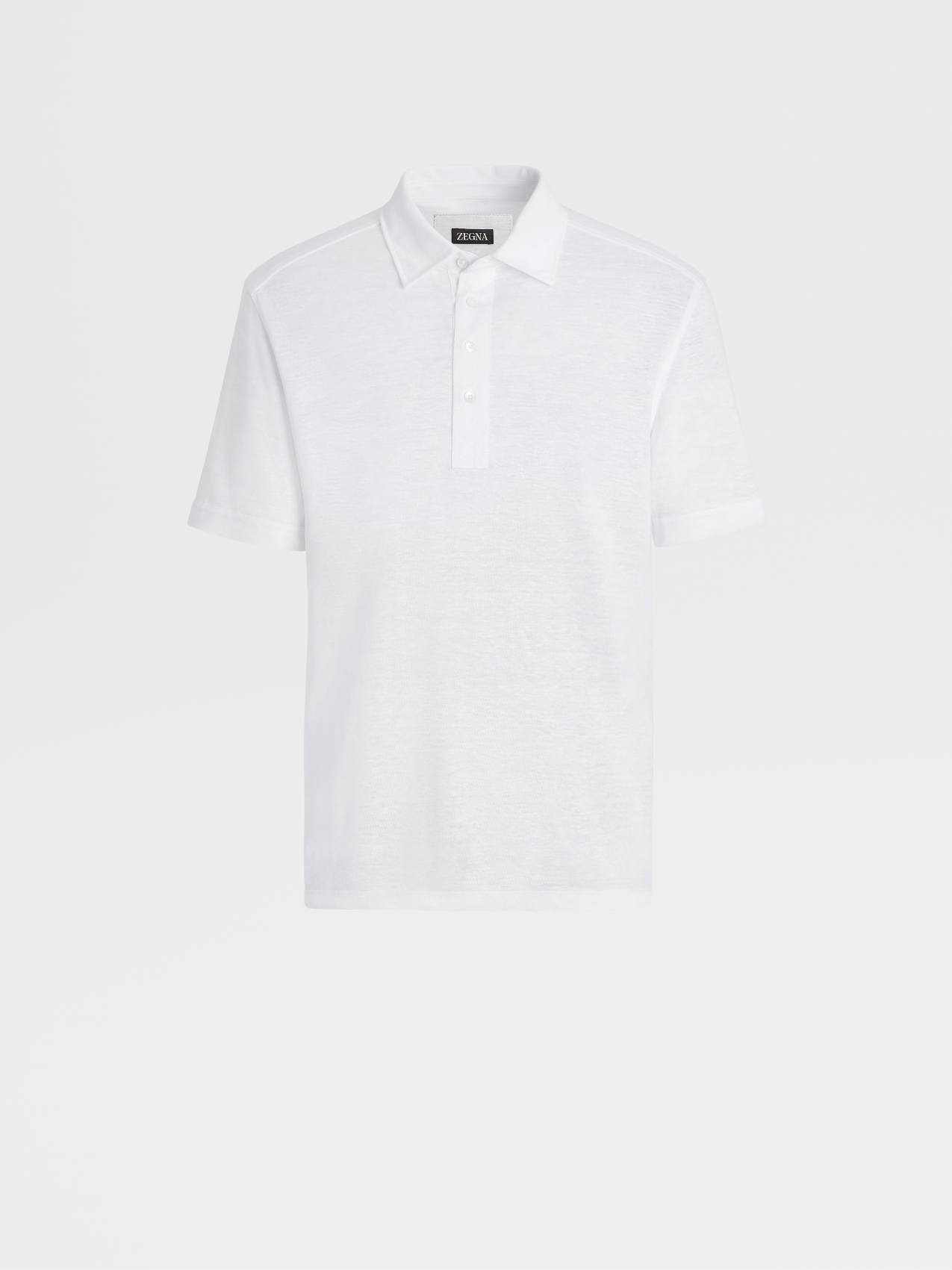 白色亚麻短袖 Polo 衫